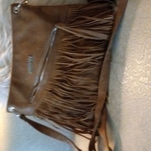 Kenneth Cole reaction fringe tan crossbody bag